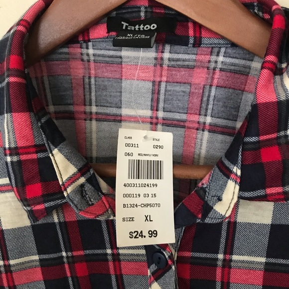 ECLIPSE | TATTOO Button Down Plaid L/S top - Picture 5 of 9